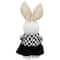 10" Girl Easter Rabbit Figurine in Checkered Dress